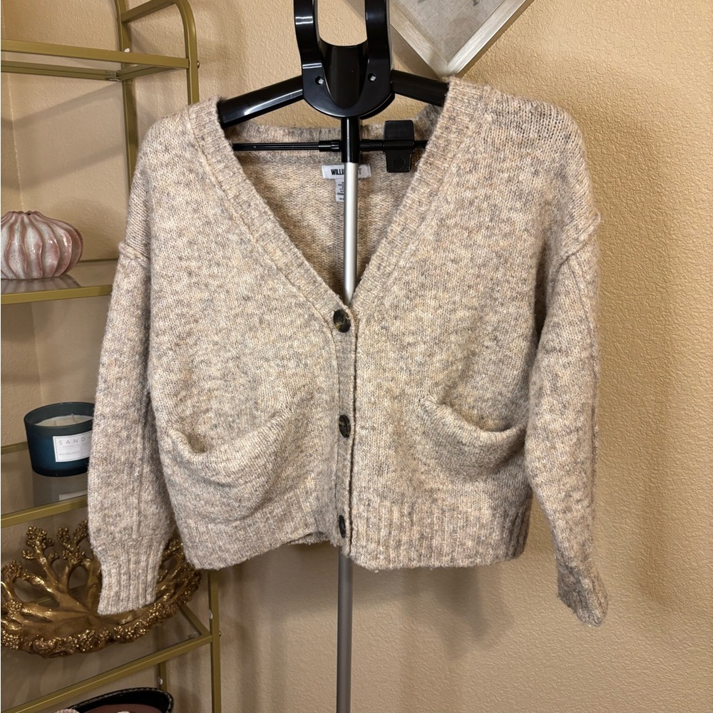 William Rast Crop Length Buttom Fron Cardigan‎ Wool Blend